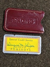 Vintage Dept Store Early Credit Card Charge Plate & Holder Pomeroy's Reading PA