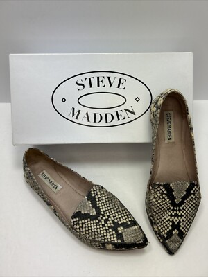 STEVE MADDEN FEATHER Snakeskin Loafers Flats Brown/Tan Women's Shoes Size  10M US
