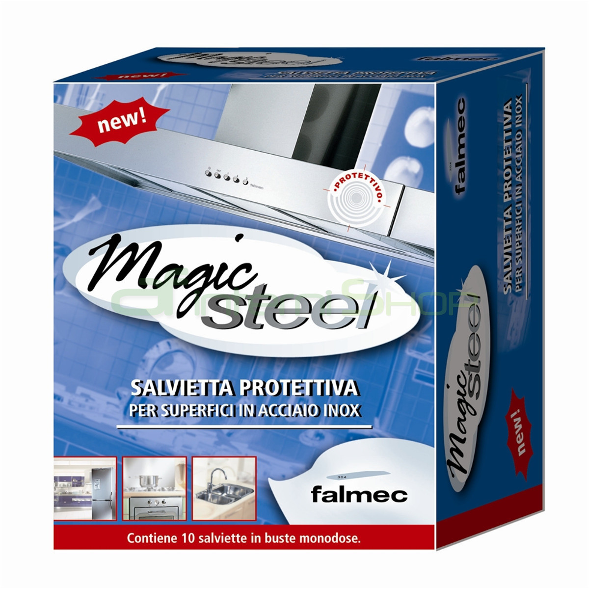 FALMEC magic steel 10 salviette protezione pulizia acciaio tipo clin clin