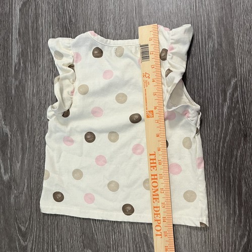 Limited Too Girls Sleeveless Polka Dot Top Size 6 White Pink Brown Tan - Picture 6 of 7
