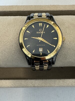Vintage Elgin Ultra Slim Watch FG126 097 VJ32 | Black and Gold