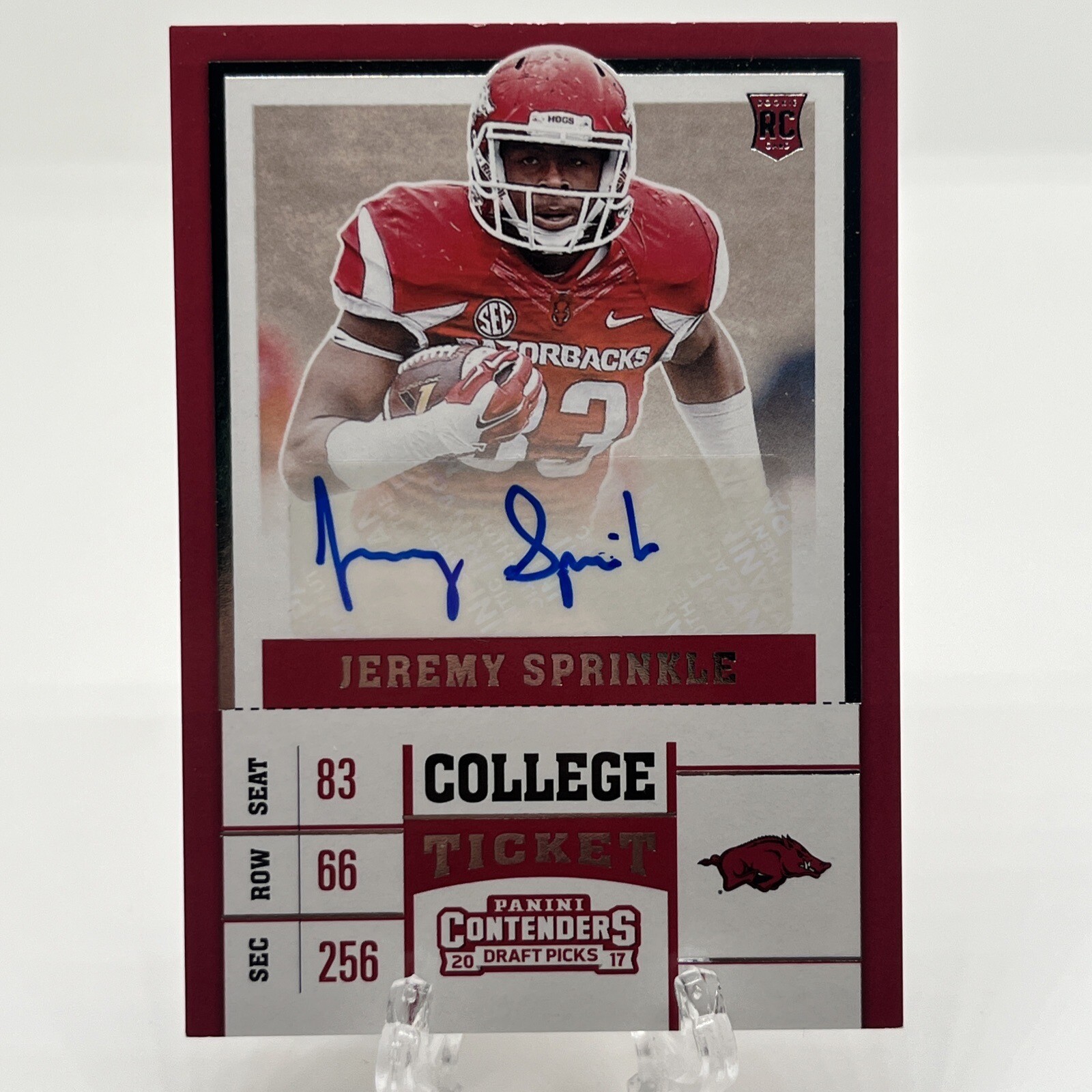 Jeremy Sprinkle Panini Contenders Draft Picks #134 Red Jersey-Autograph