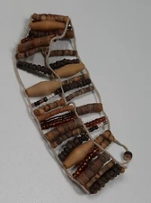 Wooden Beaded Bracelet String Cord Stretched Brown BB