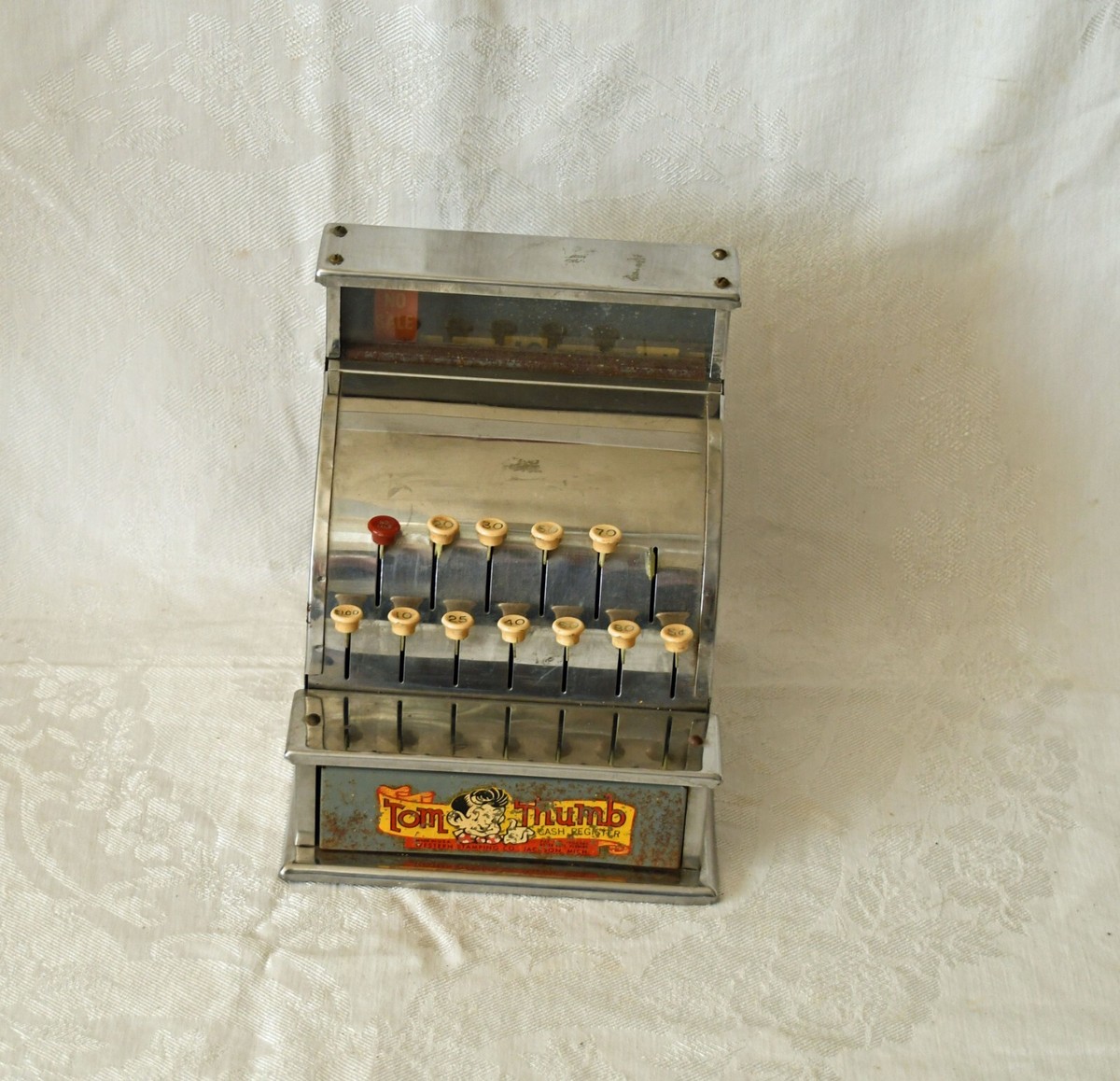 Vintage Rare 1940s All Steel Tom Thumb Cash Register Child's Toy