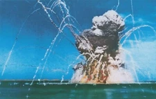 Postcard Munitions Ship Exploding Off Coast of Sicily