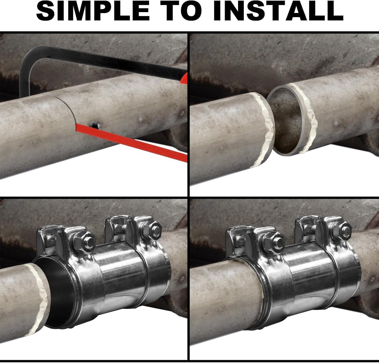 Car Van Exhaust Pipe Connector Joiner Clamp 66mm- 69.5mm Sleeve Repair + Sealer
