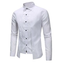 Men Luxury Formal Shirt Long Sleeve Slim Business Casual Dress Suit Shirts Tops