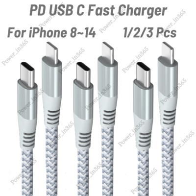 PD USB Type C Fast Charger Cable Cord USB C For iPhone 14 13 12 11 Pro Max X XR