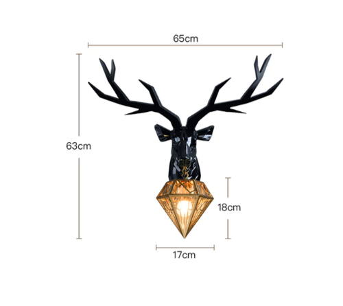 Nordic Winter Deer Antler Wall Lamp LED E27 Resin Lighting Diamond Sconce Decor - Picture 10 of 18