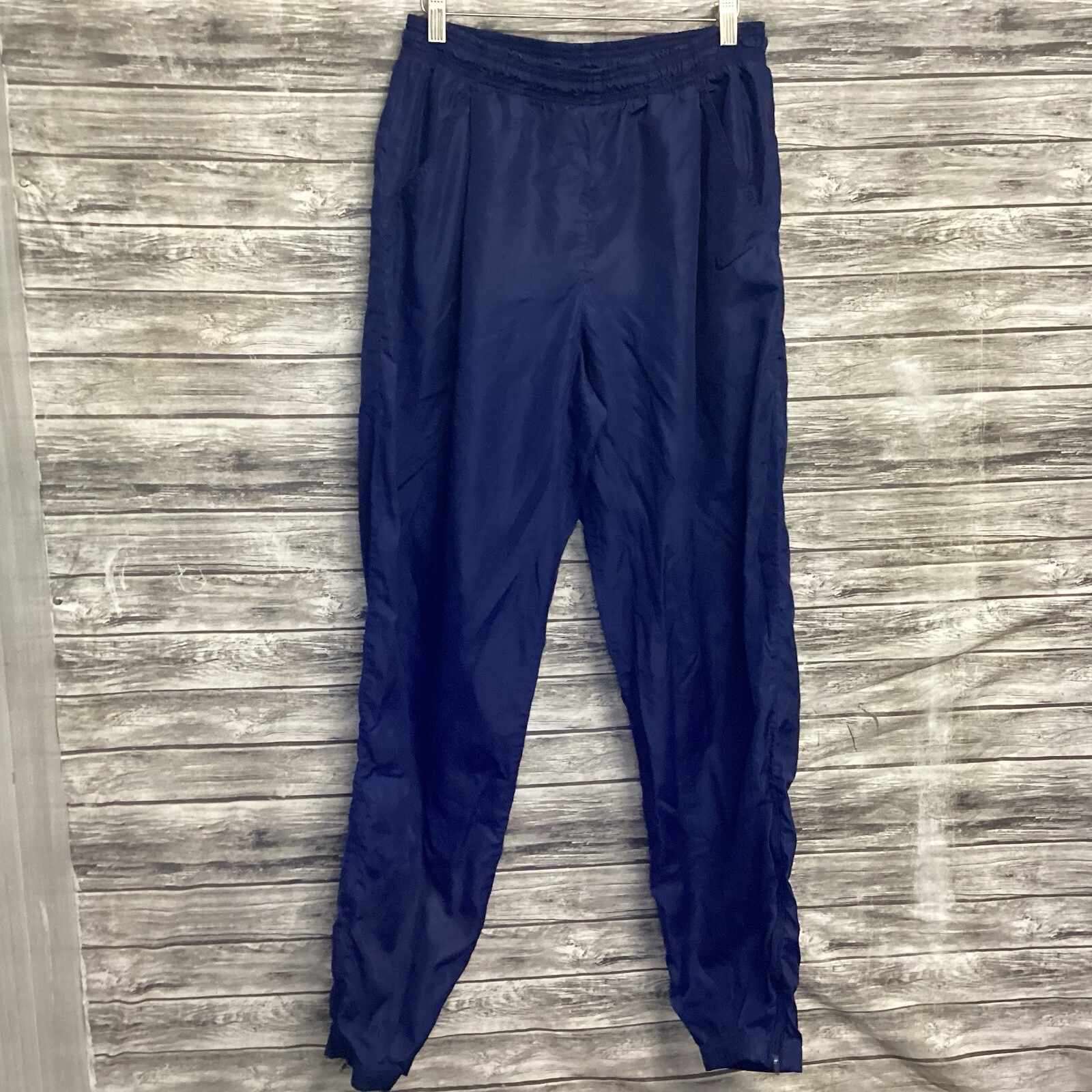 Vintage 90s Nike White Tag Blue Nylon Mens Medium Track Pants Joggers Activewear