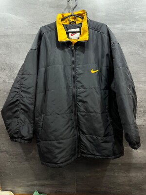 Mens Vintage 90s Nike Black Puffer Jacket Big Logo Size XL | eBay