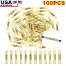 100PCS HEAT SHRINK BUTT WIRE CRIMP CONNECTOR ELECTRICAL TERMINALS YELLOW 12-10GA