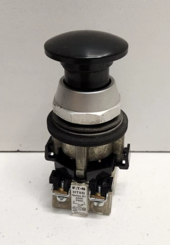 NEW OLD STOCK! EATON 1NO/1NC BLACK MUSHROOM MOMENTARY PUSH BUTTON HT8AEHAB