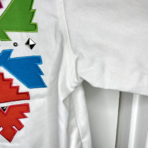 Vintage Joyce Sportswear Womens Jacket Large White Denim Southwest Studs Trucker - Picture 8 of 24
