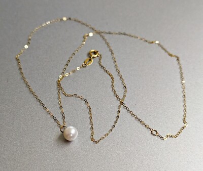 6mm Japanese Akoya Pearl Dainty Necklace 18k Solid Yellow Gold