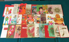 1960s Vintage : HALLMARK "Greeting" CARDS used LOT of 27 Christmas/Birthday