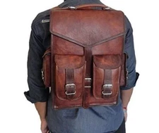 Mens Leather Laptop Backpack Shoulder Messenger Bag Rucksack Sling Bag Vintage