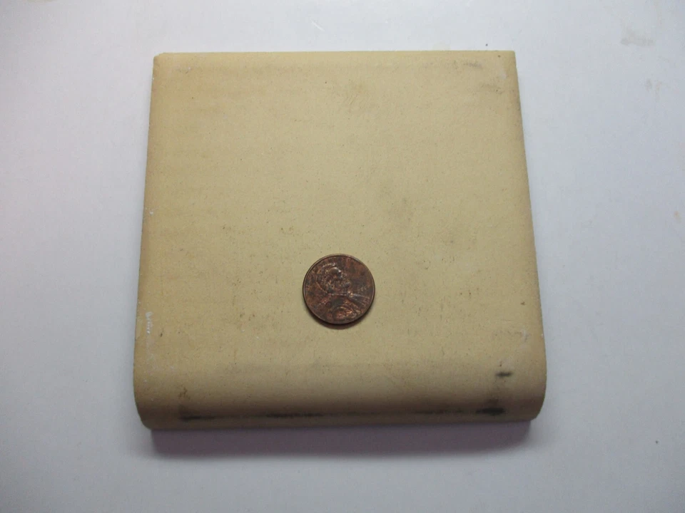 1 azulejo de parede Dal 4-1/4" quadrado Base de cerâmica azul celeste acetinada raio curva MCM vintage - Imagem 2 de 4