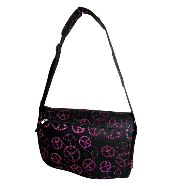 Large Messenger Sling Body Bag Backpack Peace Signs School  
