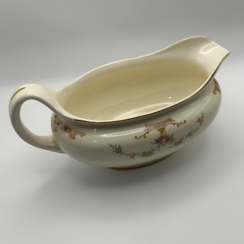 Homer Laughlin Eggshell Nautilus USA Gravy Boat Gold trim K50N5 Vintage Serving - Picture 5 of 7