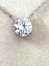 DIAMONIQUE CZ STERLING SILVER 1.5 cttw ROUND SOLITAIRE NECKLACE (M4824-52)