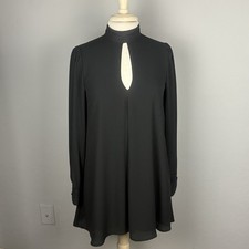 Forever 21 Dress Womens M Black Sheer Mockneck Old Money Classic Preppy Party