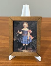 Miniature Dollhouse Art Joseph Whiting Stock In Wood Frame. Portrait Nancy Riley