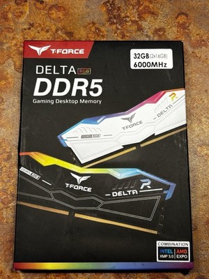 Team T-Force Delta RGB DDR5 32GB (2 x 16GB) 6000 MHz PC Gaming Memory White NEW
