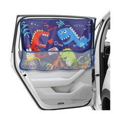 Car Window Shade for Baby, Blackout Curtain with Blue-Dinosaurs