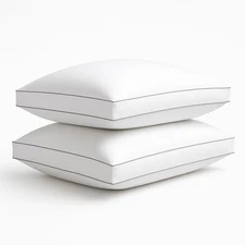 Firm Down Alternative Pillows Queen Size Set of 2, 400 Thread Count 100% Cott...