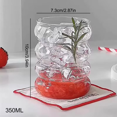 1/2Pcs Clear Glass Cup Creative Ins Exquisite Heat-Resistant Tumbler Tea Juice M