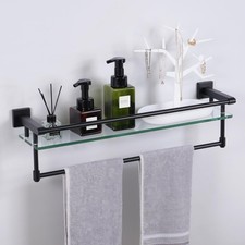 Glass Shelves for Bathroom with Towel Bar/Rack 24" Tempered Glass Shelves wit...