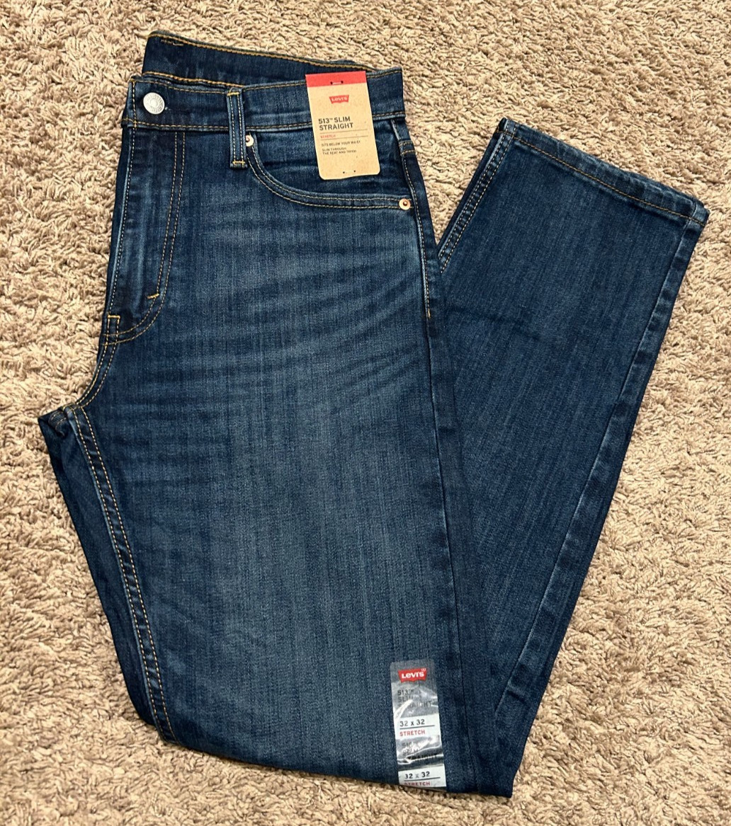 Levi's 513 Slim Straight Blue Jeans W/ Stretch Men's Sizes RT$59.5 NWT 0934 D3
