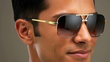 Designer Men Sunglasses Fashion Square Gold Hip Hop Model Style Shades Trendy