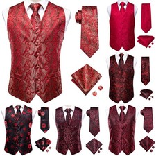 Fashion Mens Vest Red Green Blue Waistcoat Wedding Formal Casual Gilet