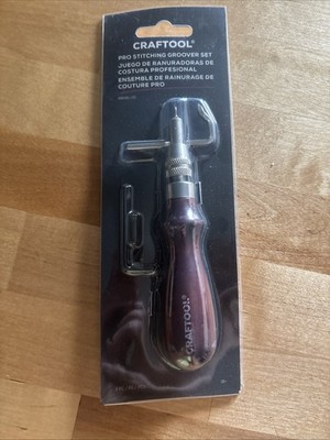 Tandy Leather Craftool Pro Stitching Groover Set Adjustable Blade and Spoon
