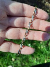 9ct Yellow Solid Gold and Natural Diamond Infinity Bracelet (7.5 inches)