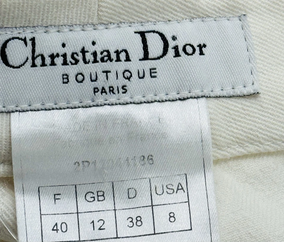John Galliano Christian Dior White Cotton Wide Leg Pants Made France FR40 31W - Image 3 of 4