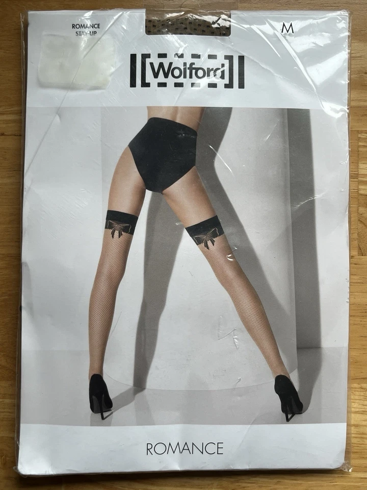 Wolford ultra feminine stay-ups with bow effect colour Sahara/Black size Medium - Image 1 of 4