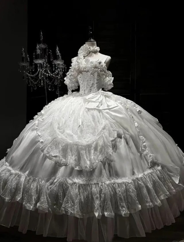 Victorian Lolita Prom Dresses Lace 3D Flower Bow Cute Graduation Prom  Birthday | eBay