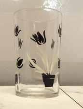 VTG 1950's Swanky Swig 3.5" Black Tulip Juice Glass Kraft