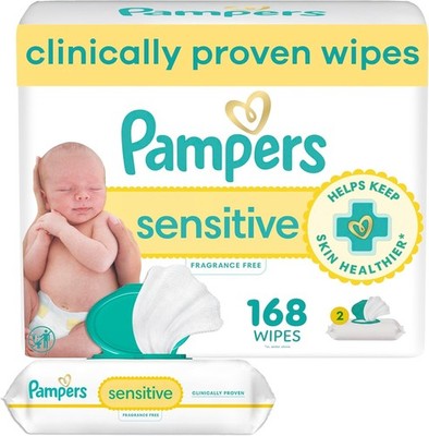 Pampers Sensitive Baby Wipes 168 Count Hypoallergenic Unscented Soft Wipes