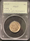 1913 Type 1 Buffalo Nickel 5c PCGS MS 63 OGH Rattler 🔥🔥🔥🔥⭐️⭐️⭐️⭐️