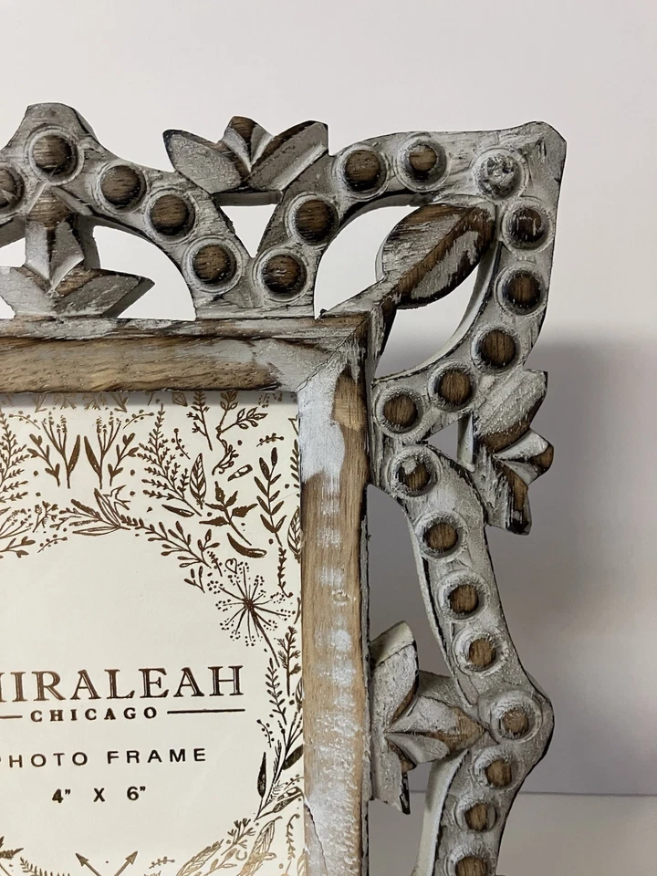 Shiraleah Chicago 4x6 Photo Frame Carved Wood Rustic Shabby Chic Farmhouse NEW - Image 3 of 4