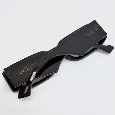 GUCCI 1426 Brown Clear Narrow Rectangular Logo Gg1426S Unisex