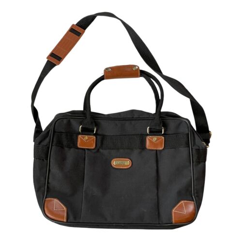 Jaguar Bag Black Weekender Carry On Travel Shoulder Leather & Brass Trim Vintage - 第 1/10 張圖片