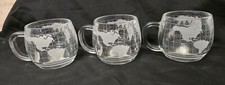 Set of 3 Vintage Nestle World Map Glass Mugs Coffee Cups