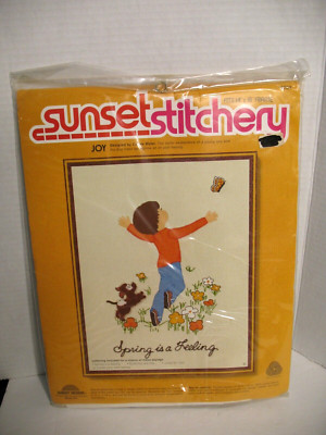 SUNSET STITCHERY 1976 SPRING IS A FEELING JOY CREWEL EMBROIDERY