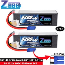 2xZeee 6S Lipo Battery 5200mAh 22.2V 100C SoftCase EC5 for RC Car Quadcopter UAV
