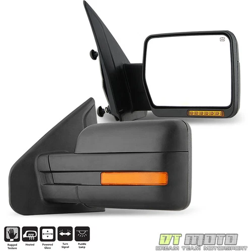 Left+Right 2007-2014 Ford F150 Power Heated+LED Signal+Puddle Light View Mirrors